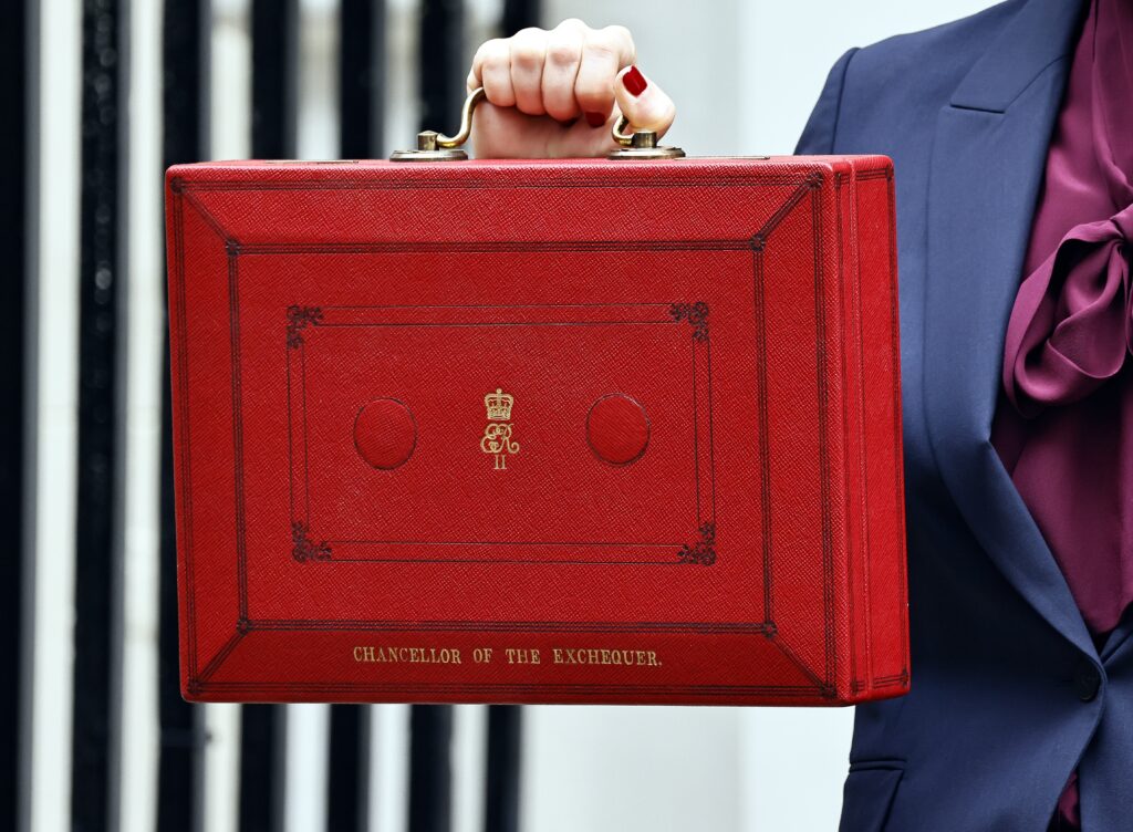 Red briefcase containing UK budget