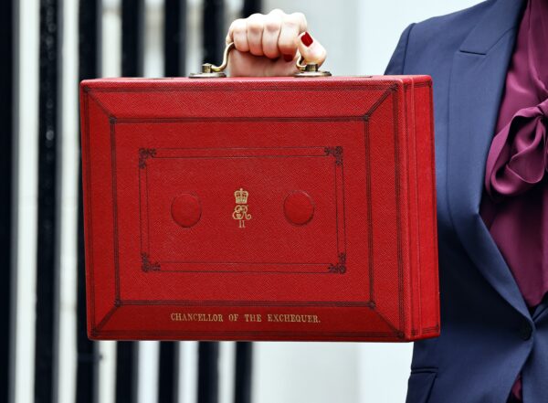 Red briefcase containing UK budget